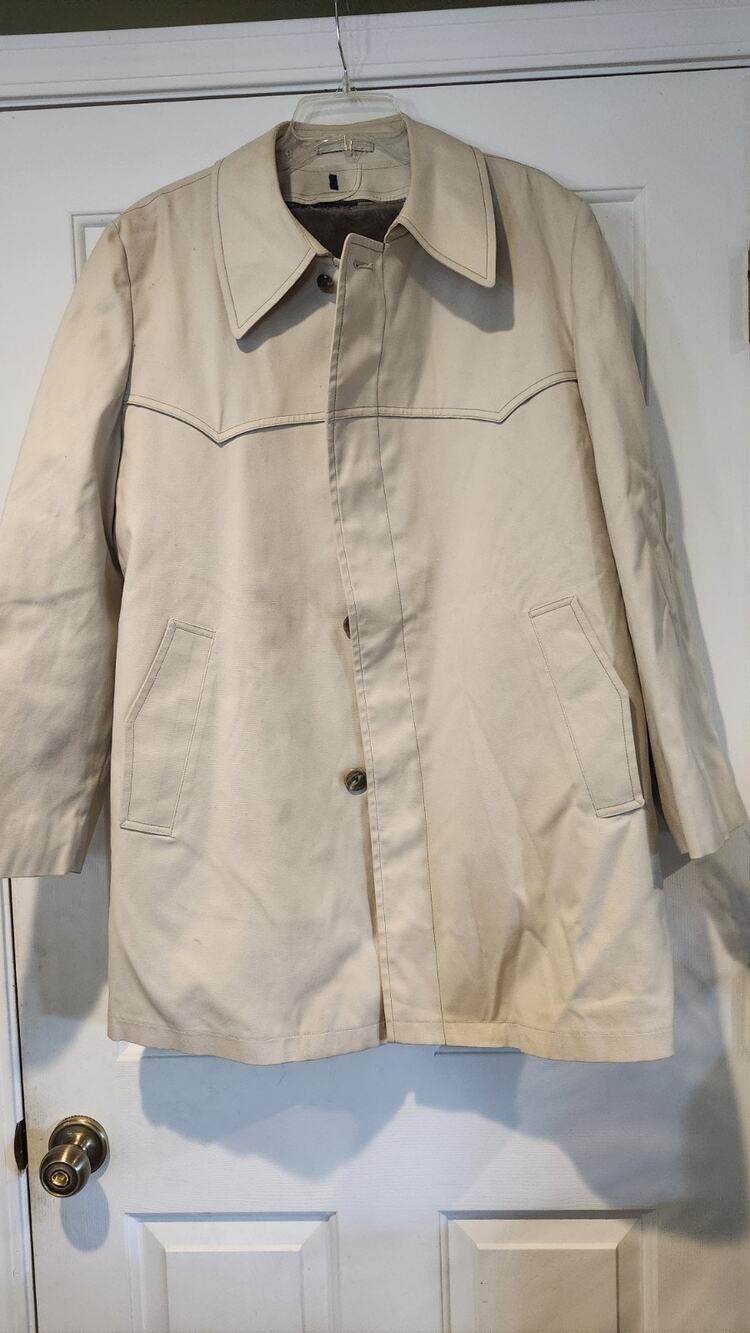 Vtg 70s London Fog Western Trench Coat Men’s 44 Reg Beige Car Jacket USA #J99